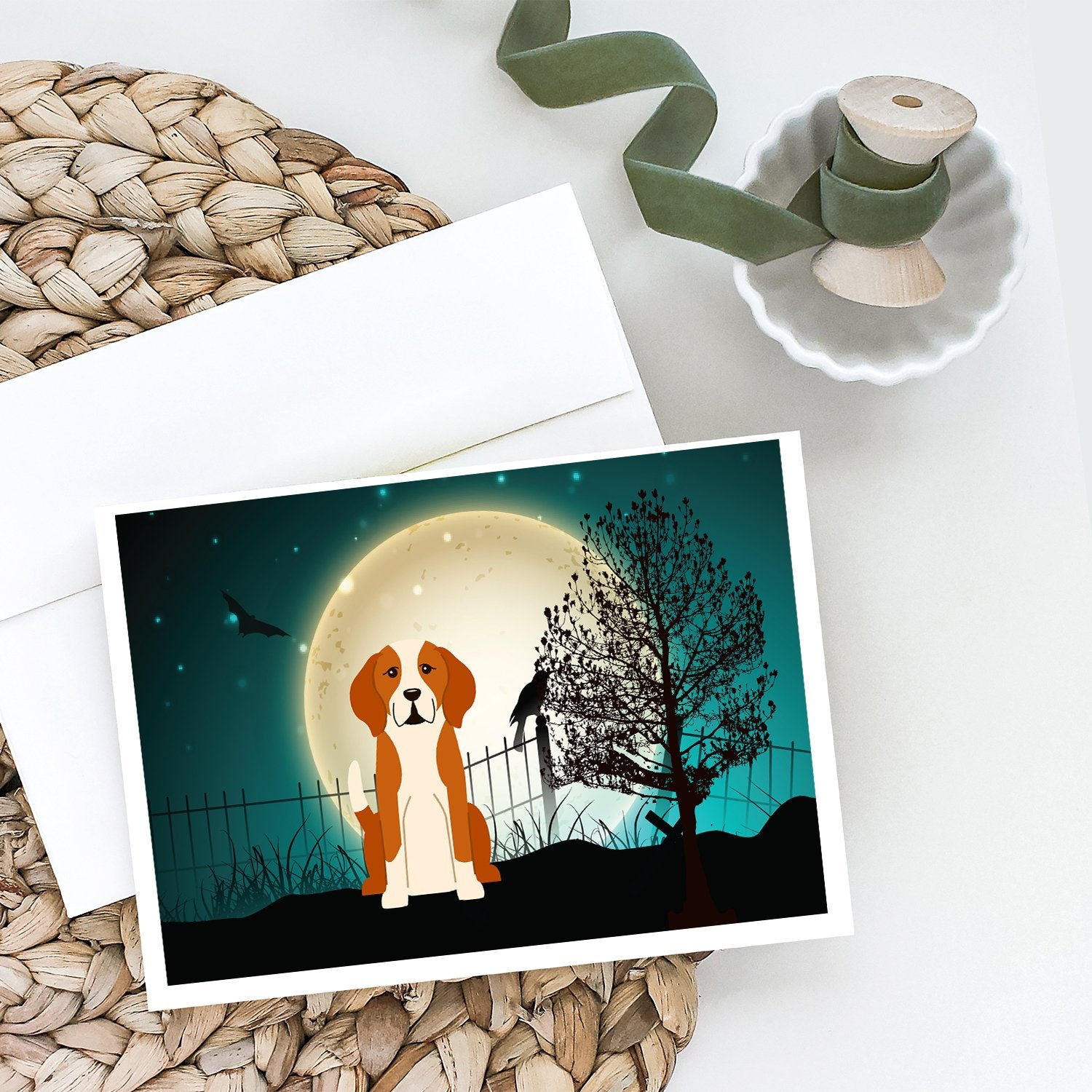 Halloween Scary English Foxhound Greeting Cards and Envelopes Pack of 8 - the-store.com