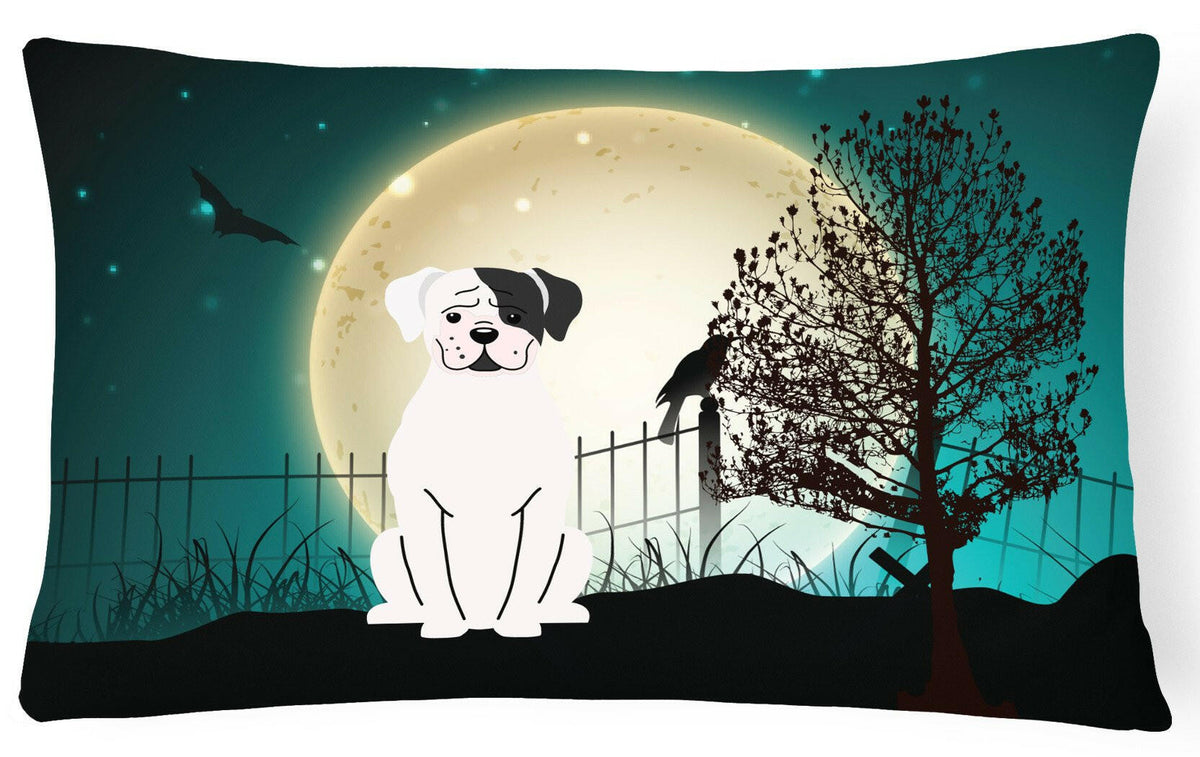Halloween Scary White Boxer Cooper Canvas Fabric Decorative Pillow BB2304PW1216 by Caroline&#39;s Treasures