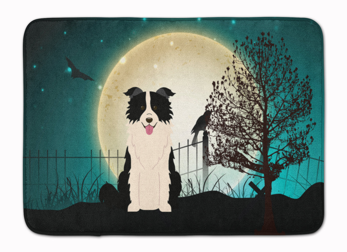 Halloween Scary Border Collie Black White Machine Washable Memory Foam Mat BB2308RUG - the-store.com