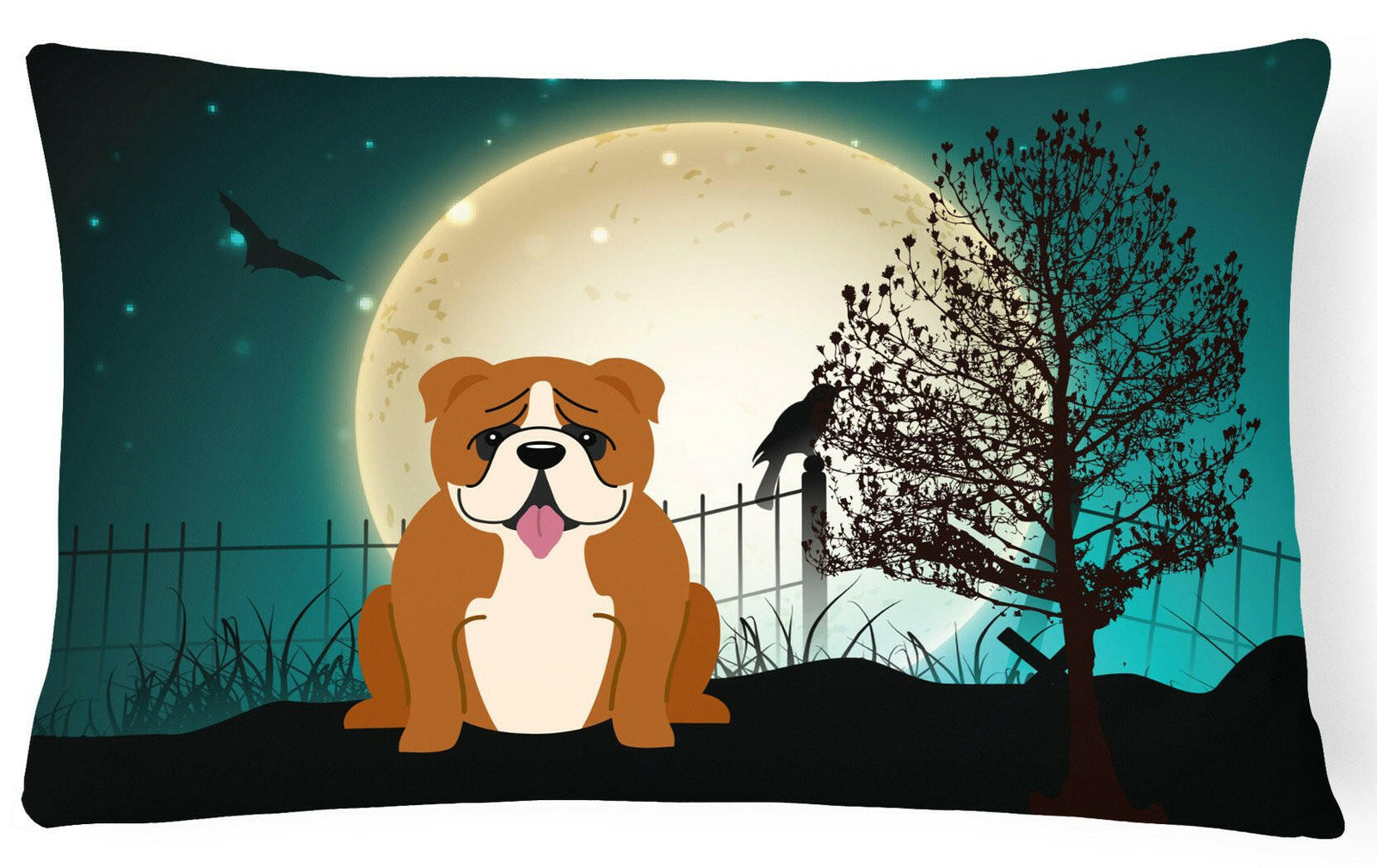 Halloween Scary  English Bulldog Red White Canvas Fabric Decorative Pillow BB2310PW1216 by Caroline's Treasures