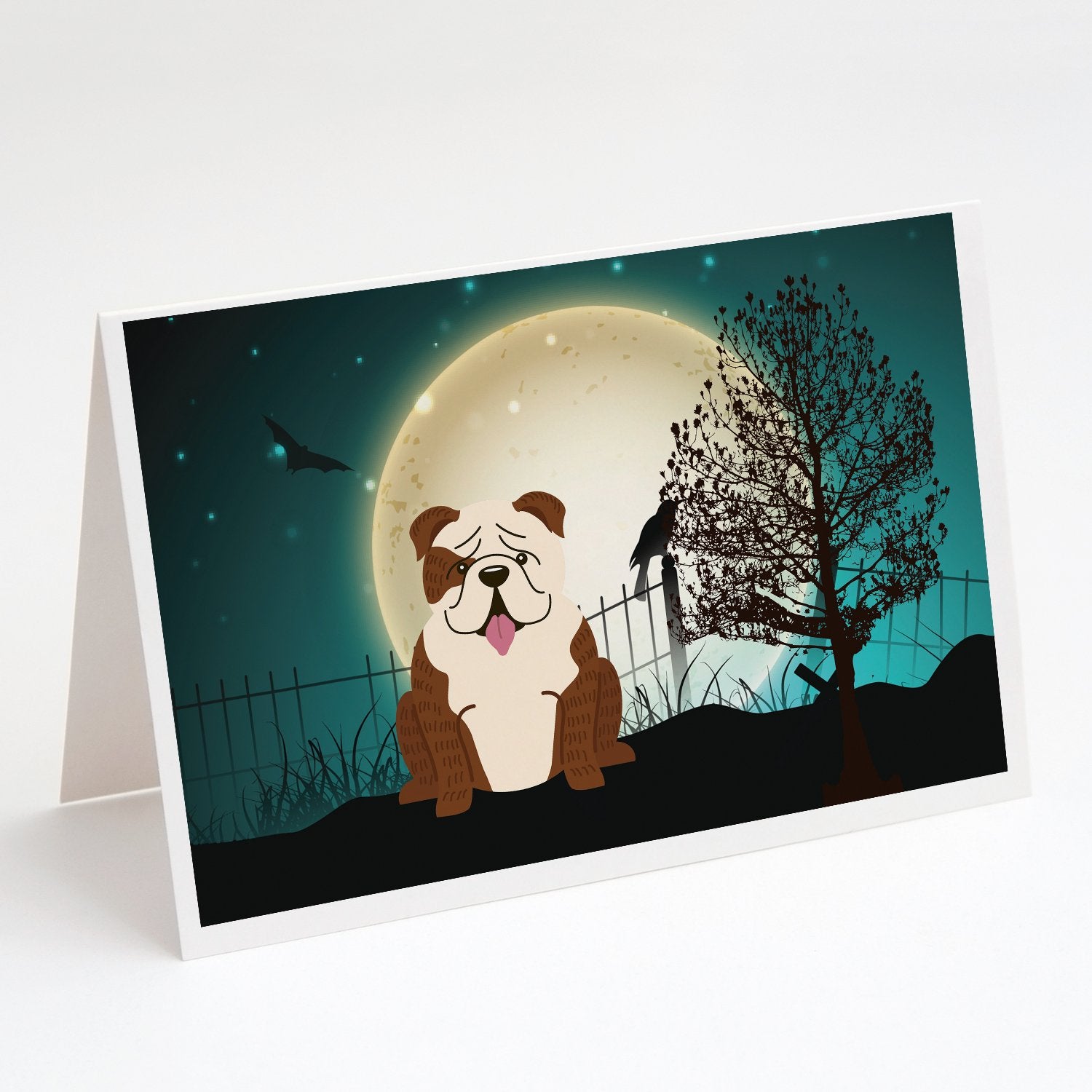 Buy this Halloween Scary  English Bulldog Brindle White Greeting Cards and Envelopes Pack of 8