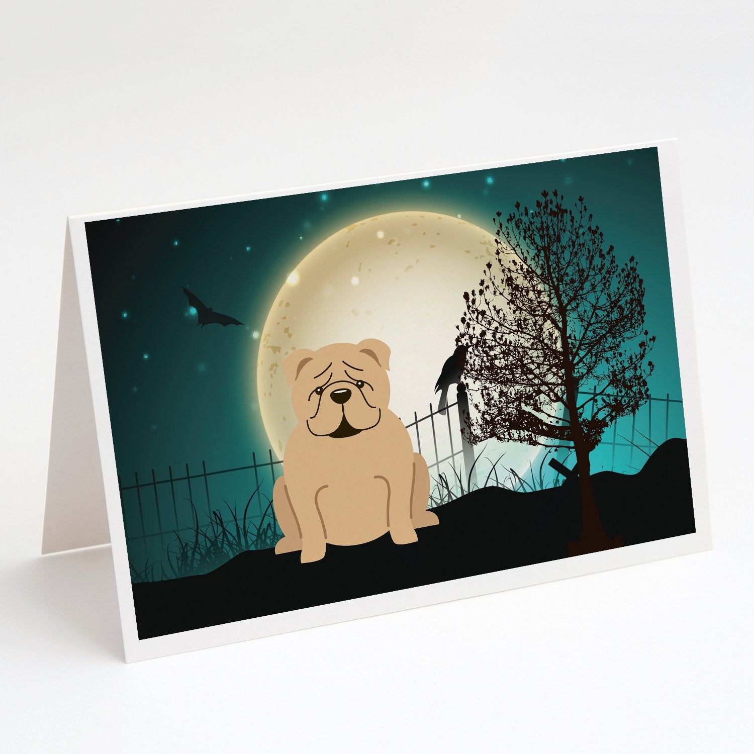 Buy this Halloween Scary  English Bulldog Fawn Greeting Cards and Envelopes Pack of 8