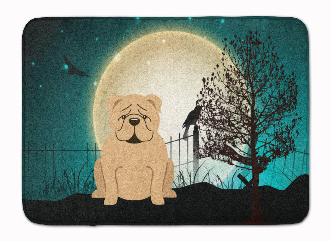 Halloween Scary  English Bulldog Fawn Machine Washable Memory Foam Mat BB2314RUG - the-store.com