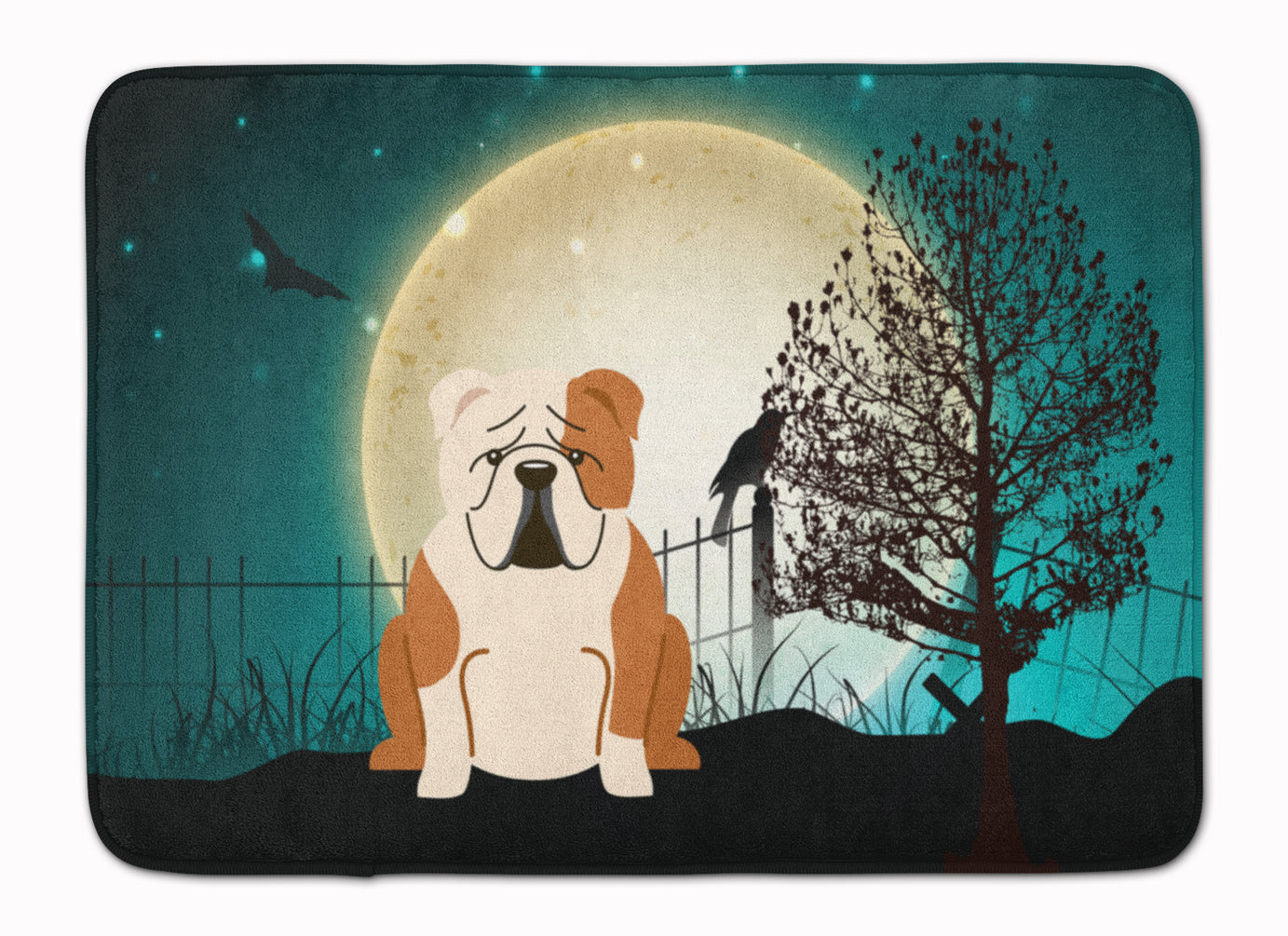 Halloween Scary  English Bulldog Fawn White Machine Washable Memory Foam Mat BB2315RUG - the-store.com