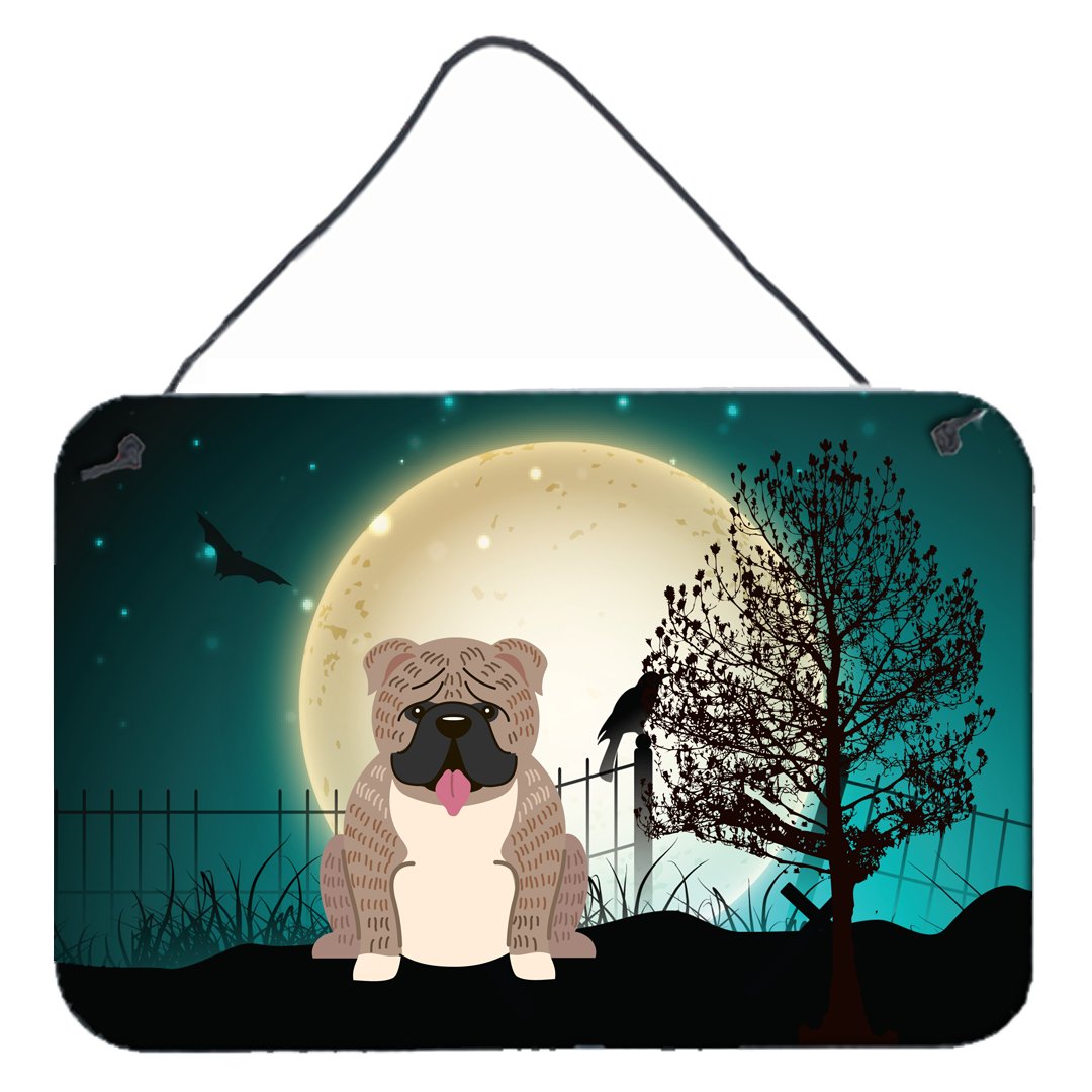 Halloween Scary  English Bulldog Grey Brindle  Wall or Door Hanging Prints BB2316DS812 by Caroline's Treasures