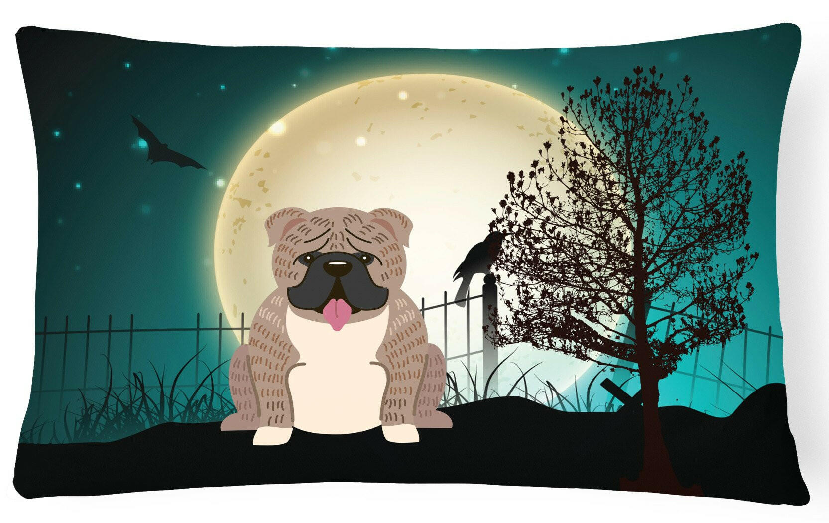 Halloween Scary  English Bulldog Grey Brindle  Canvas Fabric Decorative Pillow BB2316PW1216 by Caroline's Treasures