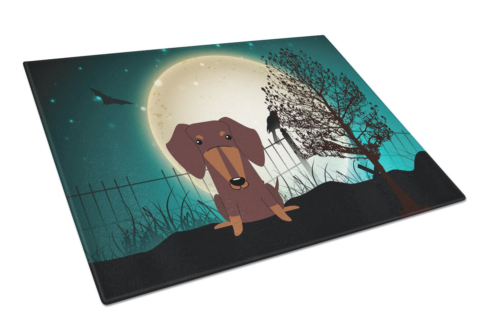 Halloween Scary Dachshund Chocolate Glass Cutting Board Large BB2321LCB by Caroline's Treasures