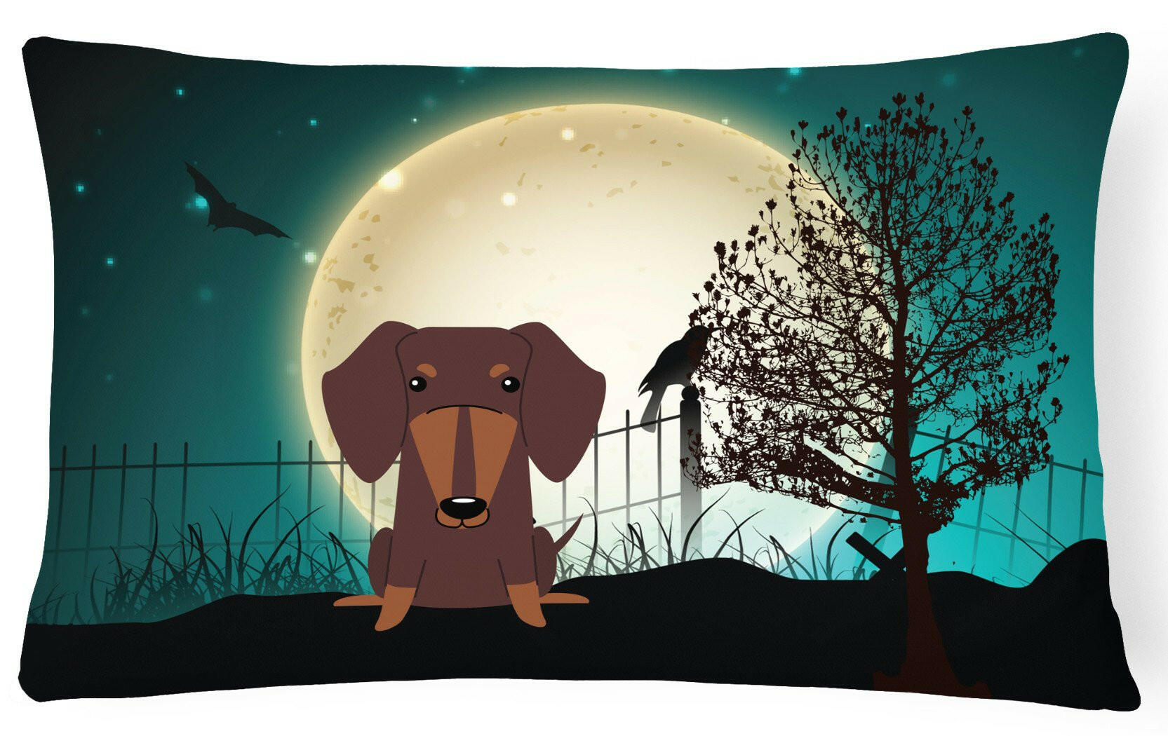 Halloween Scary Dachshund Chocolate Canvas Fabric Decorative Pillow BB2321PW1216 by Caroline's Treasures