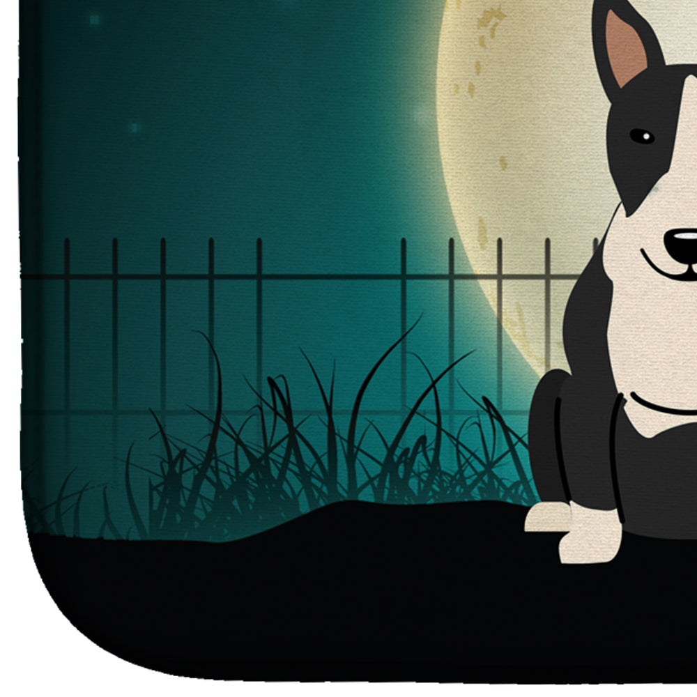 Halloween Scary Bull Terrier Black White Dish Drying Mat BB2323DDM  the-store.com.