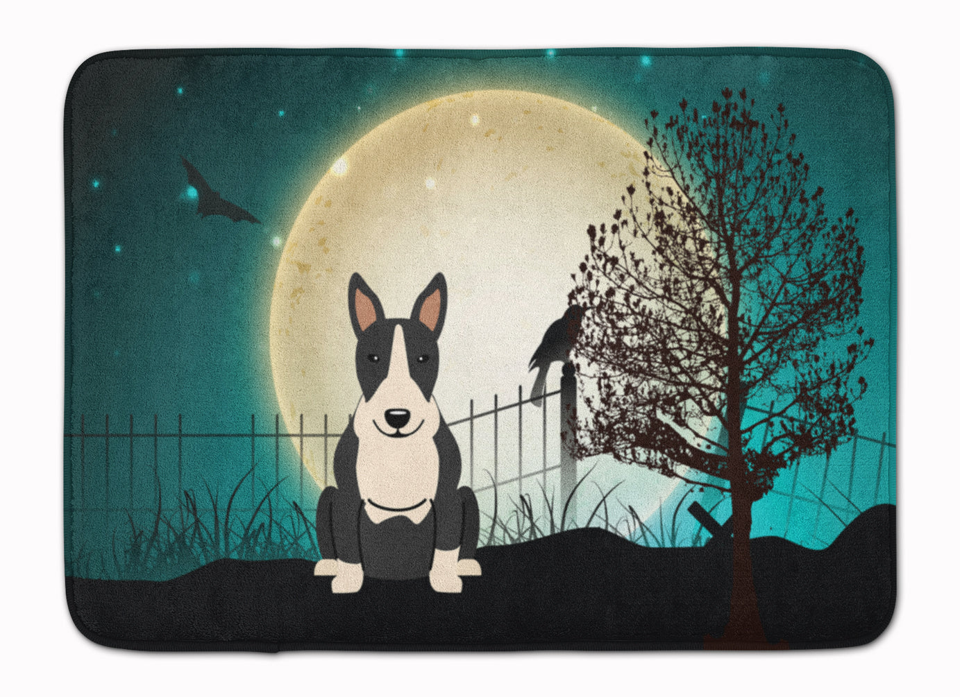 Halloween Scary Bull Terrier Black White Machine Washable Memory Foam Mat BB2323RUG - the-store.com