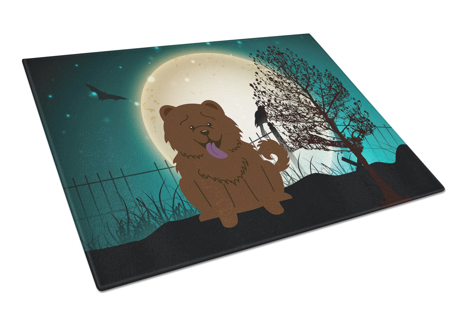 Halloween Scary Chow Chow Chocolate Glass Cutting Board Large BB2331LCB by Caroline's Treasures