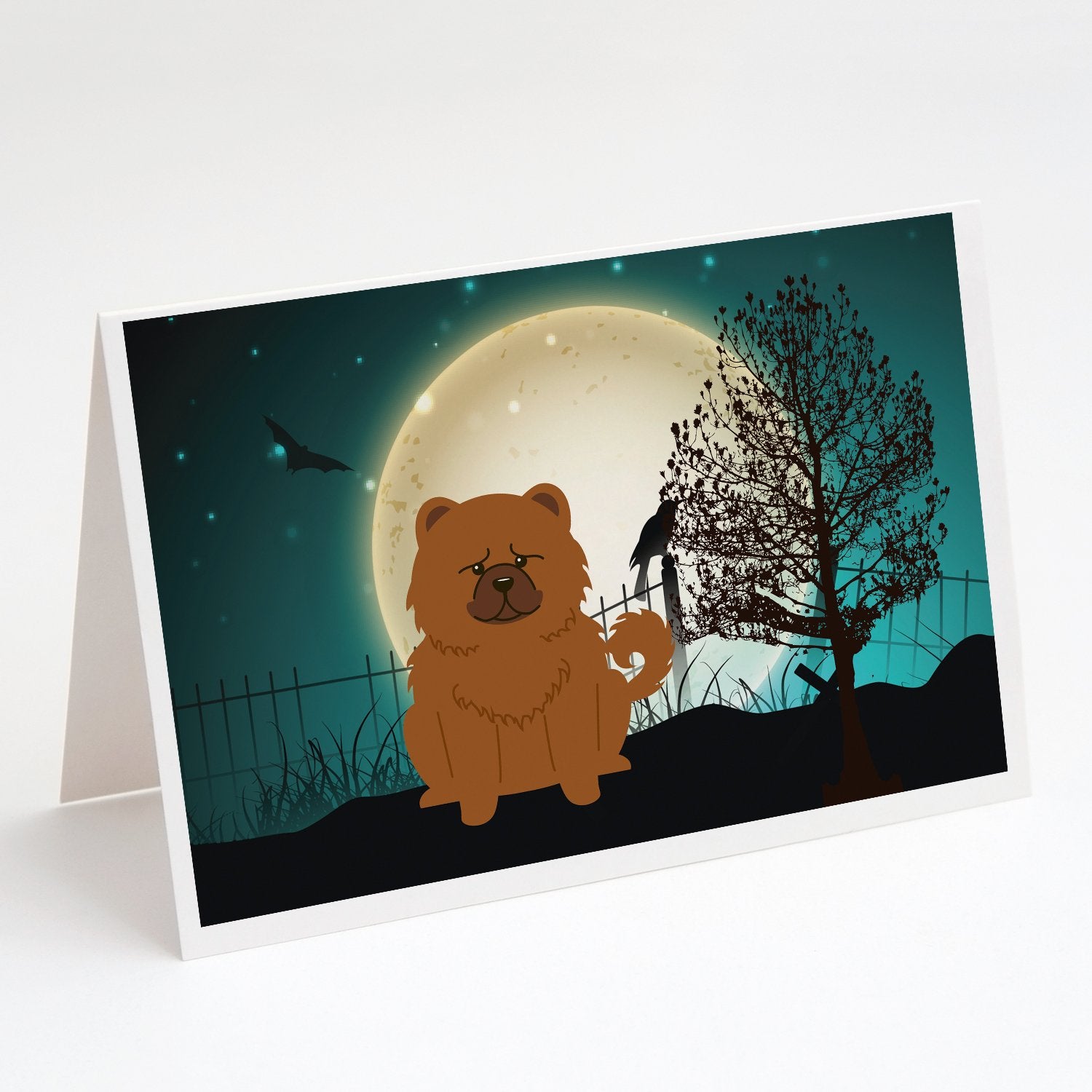 Buy this Halloween Scary Chow Chow Red Greeting Cards and Envelopes Pack of 8