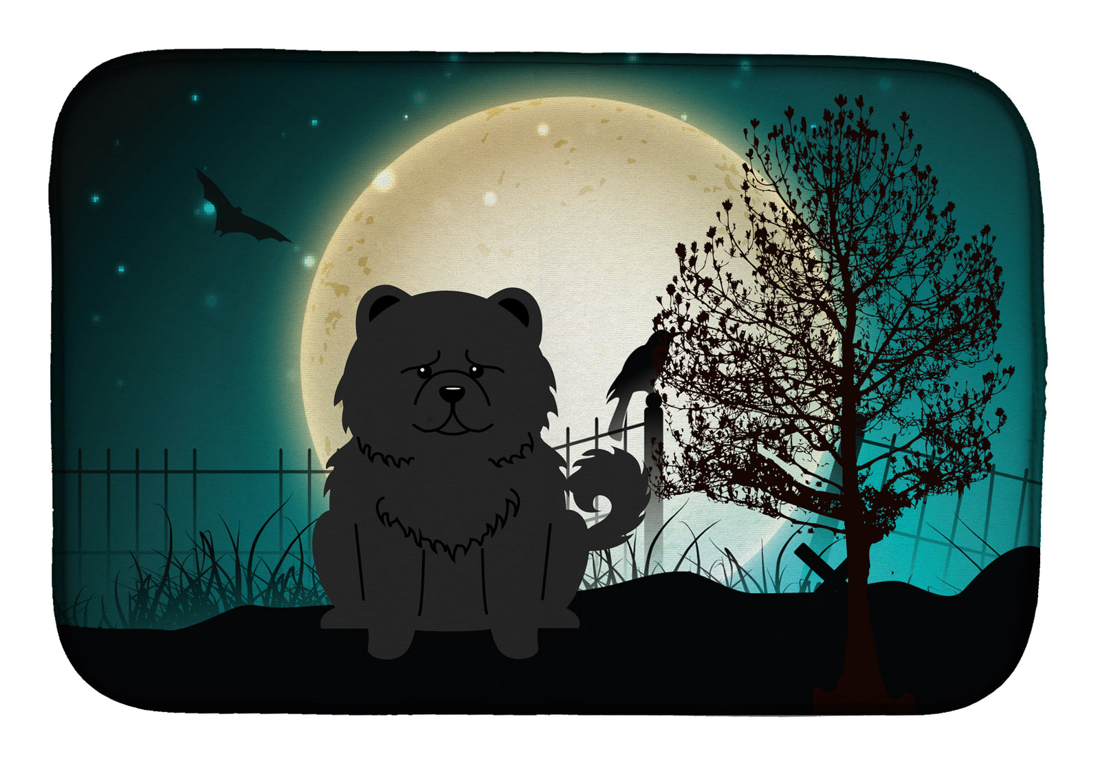 Halloween Scary Chow Chow Black Dish Drying Mat BB2333DDM  the-store.com.