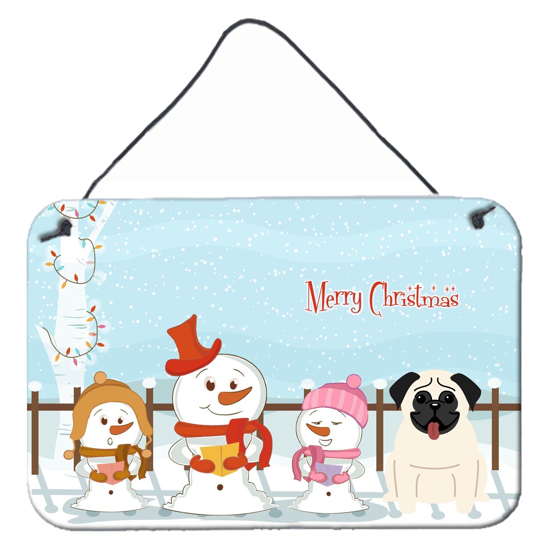 Merry Christmas Carolers Pug Cream Wall or Door Hanging Prints BB2335DS812 by Caroline&#39;s Treasures