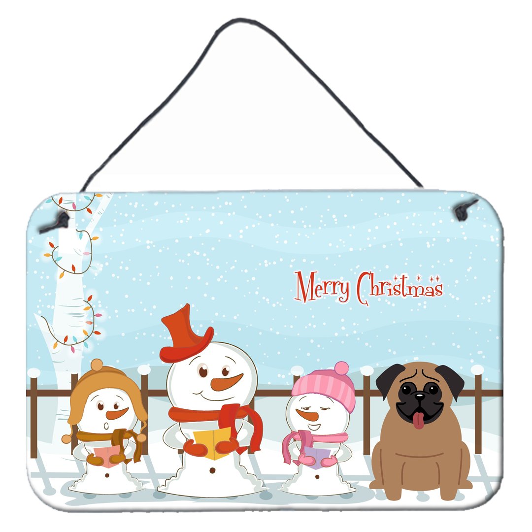 Merry Christmas Carolers Pug Brown Wall or Door Hanging Prints BB2336DS812 by Caroline's Treasures