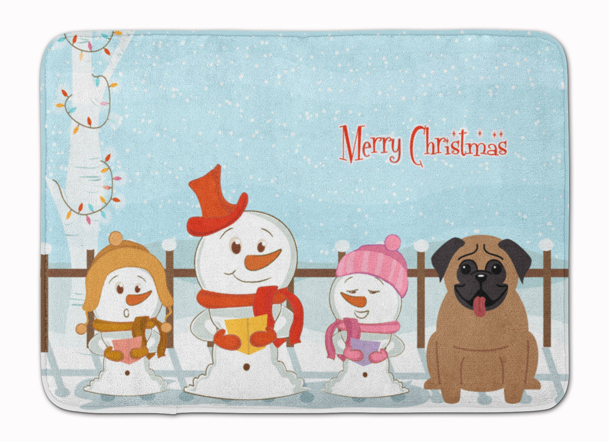 Merry Christmas Carolers Pug Brown Machine Washable Memory Foam Mat BB2336RUG - the-store.com