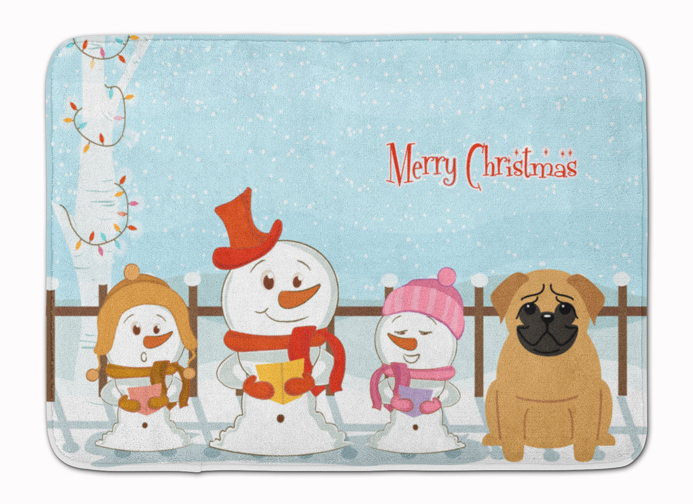 Merry Christmas Carolers Pug Brown Machine Washable Memory Foam Mat BB2338RUG - the-store.com