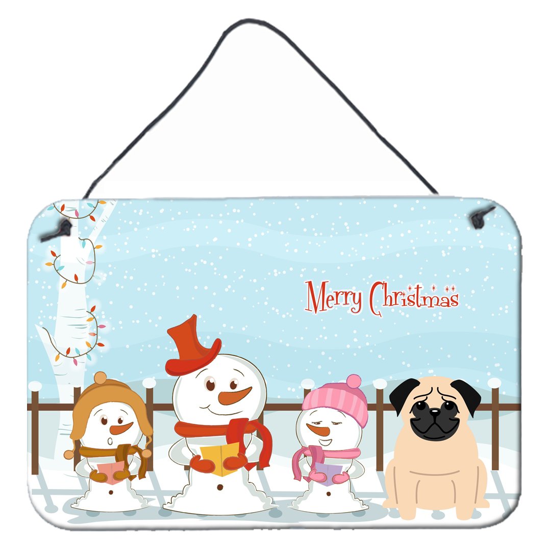 Merry Christmas Carolers Pug Fawn Wall or Door Hanging Prints by Caroline's Treasures