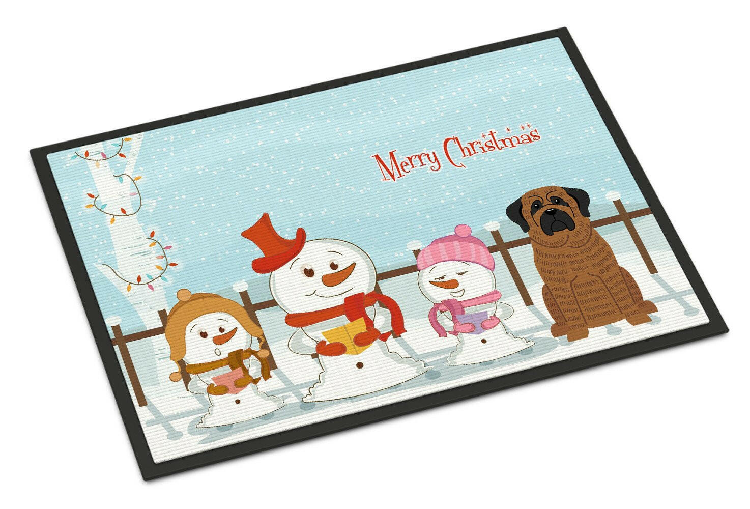 Merry Christmas Carolers Mastiff Brindle Indoor or Outdoor Mat 18x27 BB2346MAT - the-store.com