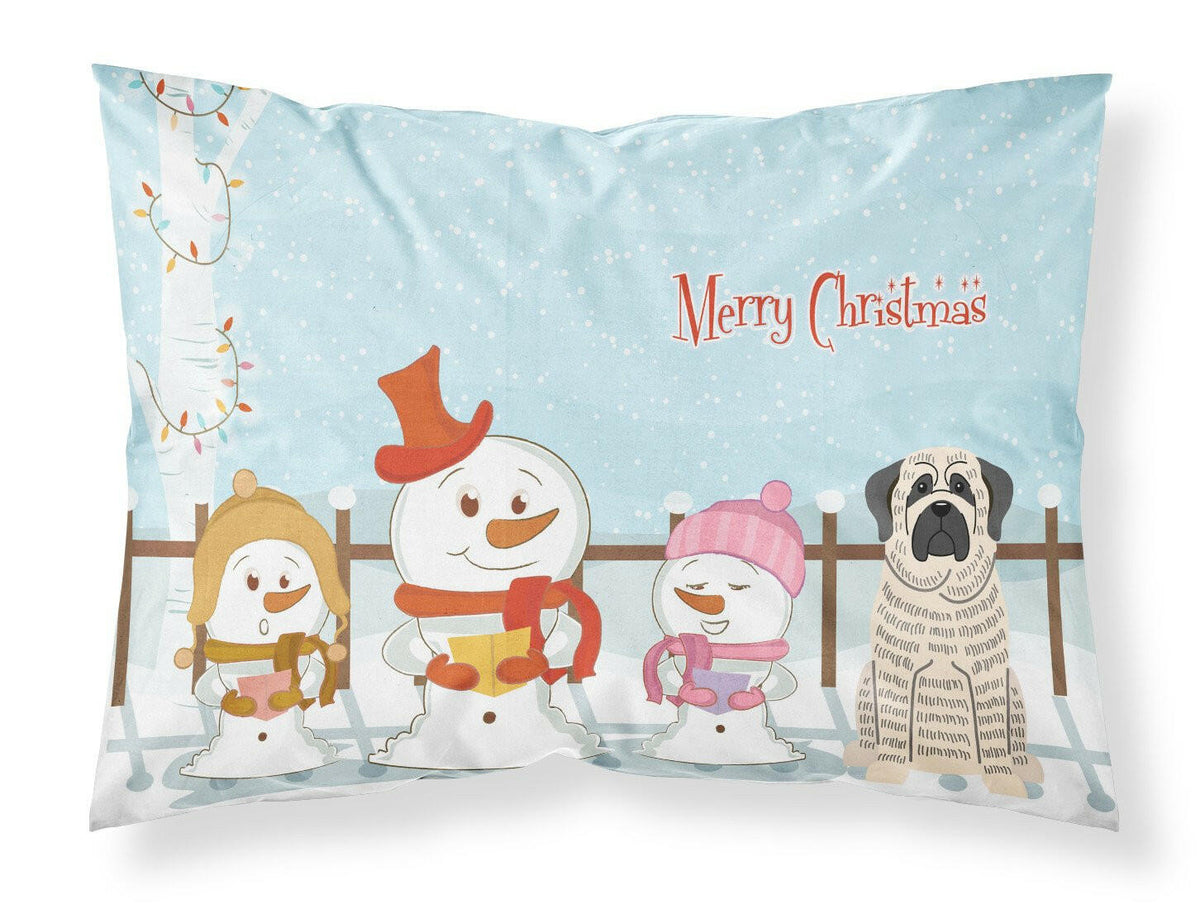 Merry Christmas Carolers Mastiff Brindle White Fabric Standard Pillowcase BB2347PILLOWCASE by Caroline&#39;s Treasures