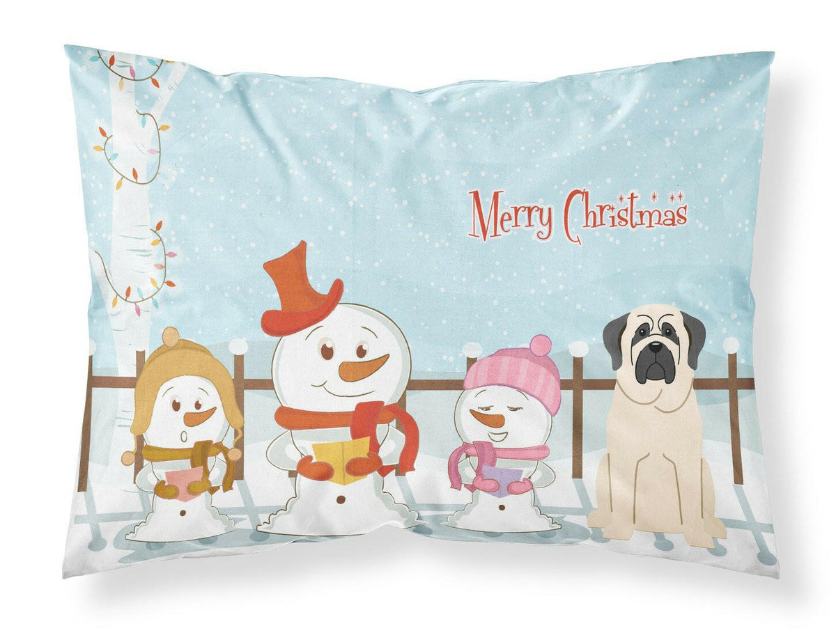 Merry Christmas Carolers Mastiff White Fabric Standard Pillowcase BB2348PILLOWCASE by Caroline&#39;s Treasures