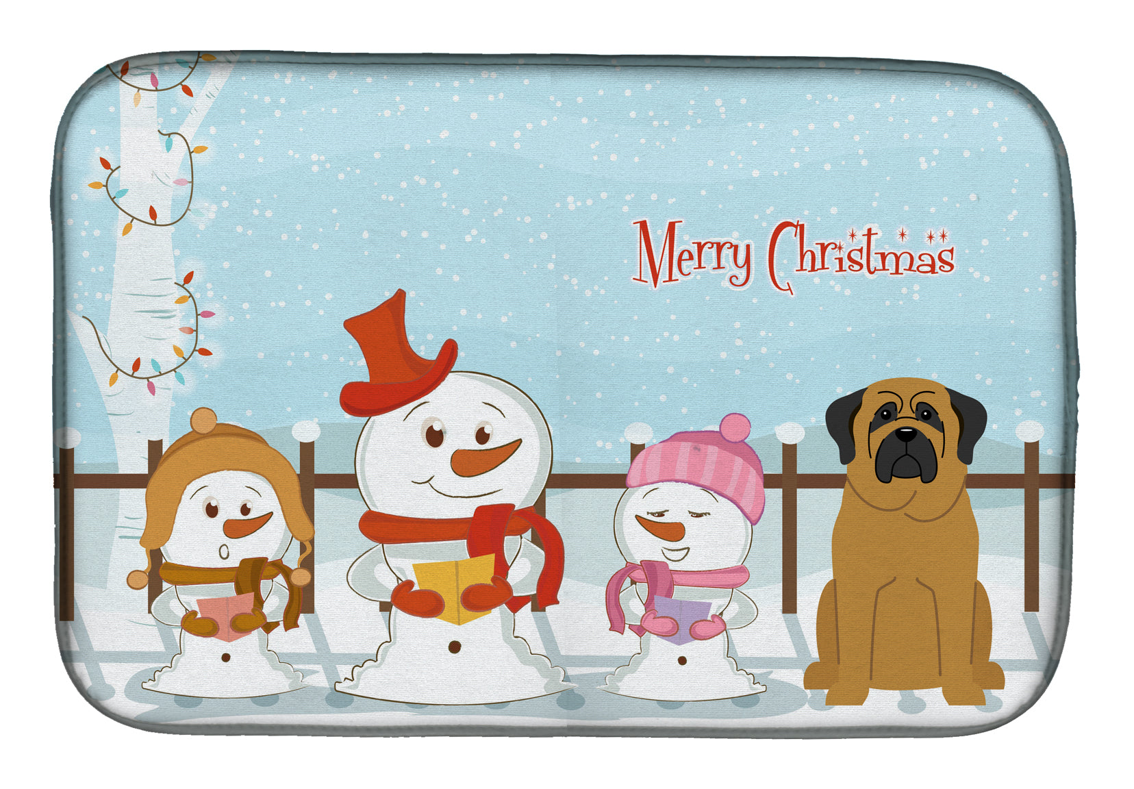 Merry Christmas Carolers Mastiff Dish Drying Mat BB2349DDM  the-store.com.