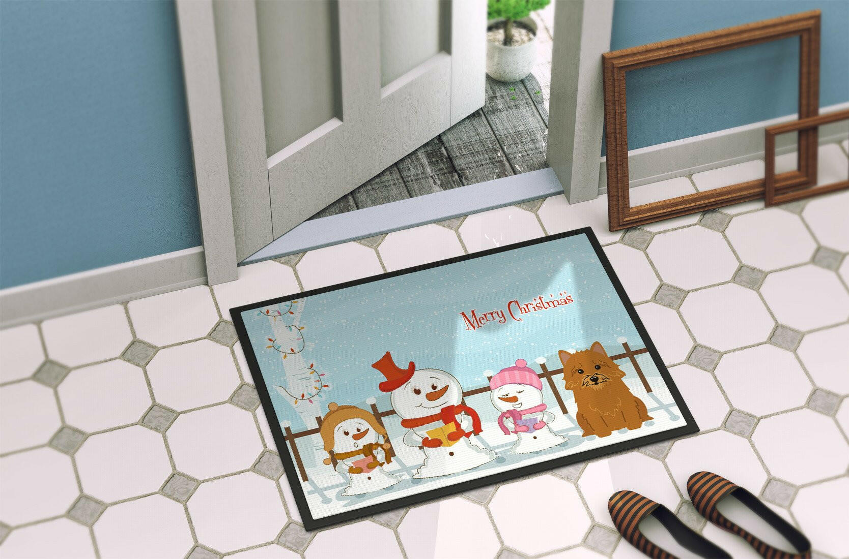 Merry Christmas Carolers Norwich Terrier Indoor or Outdoor Mat 24x36 BB2351JMAT - the-store.com