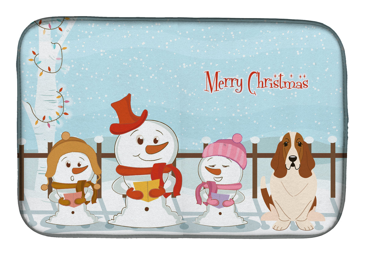 Merry Christmas Carolers Basset Hound Dish Drying Mat BB2352DDM  the-store.com.