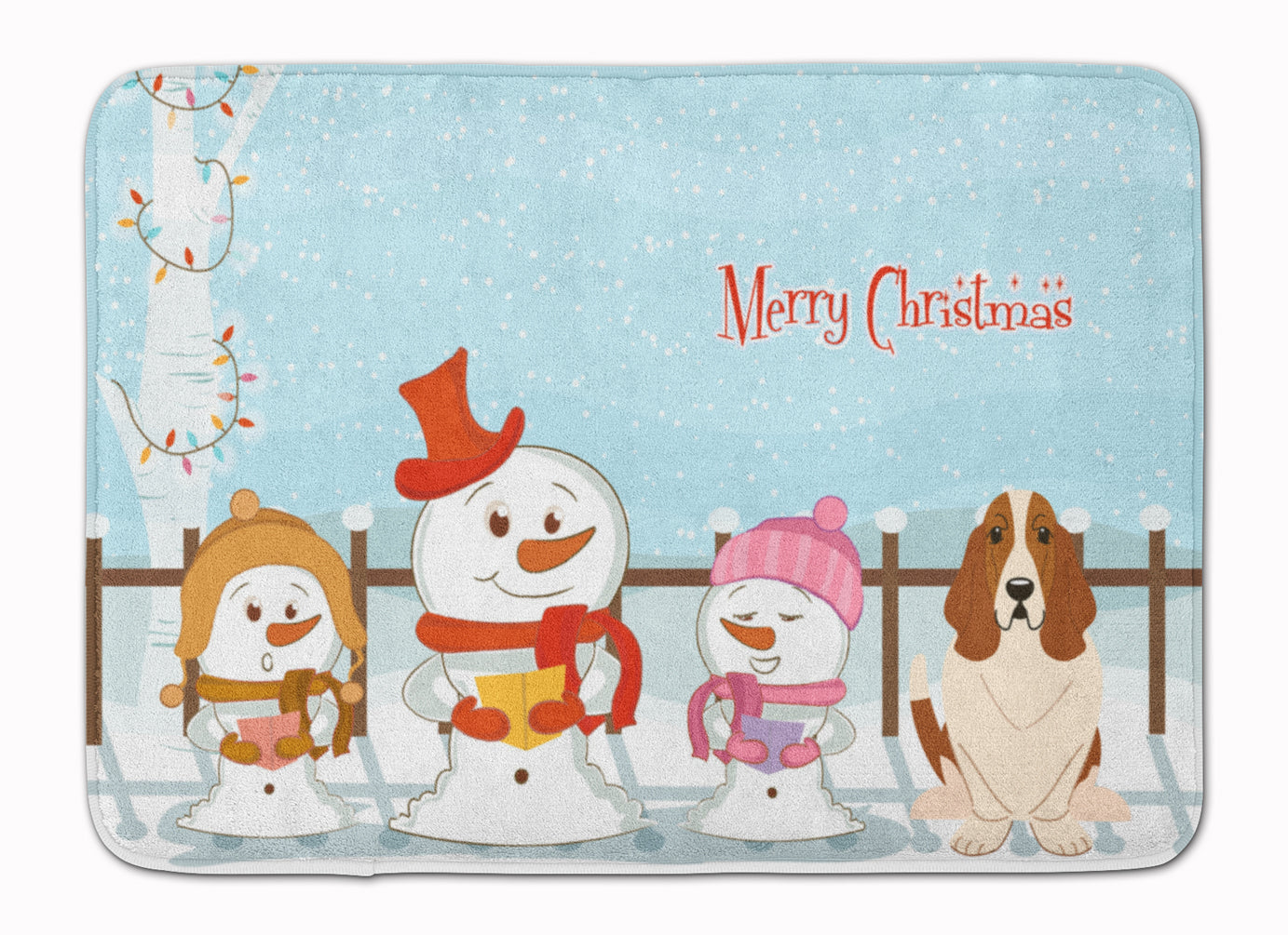 Merry Christmas Carolers Basset Hound Machine Washable Memory Foam Mat BB2352RUG - the-store.com