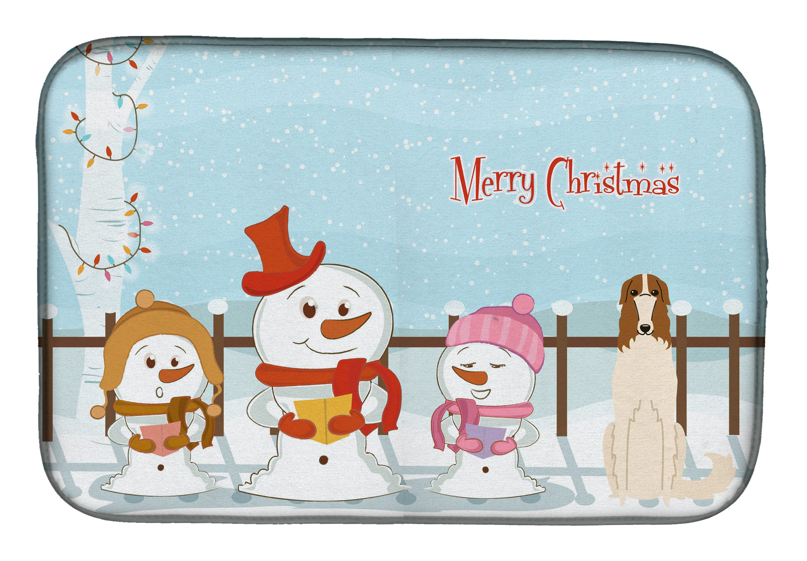 Merry Christmas Carolers Borzoi Dish Drying Mat BB2354DDM  the-store.com.