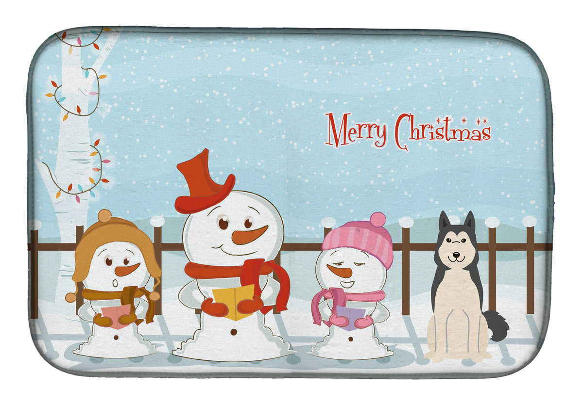 Merry Christmas Carolers West Siberian Laika Spitz Dish Drying Mat BB2356DDM  the-store.com.