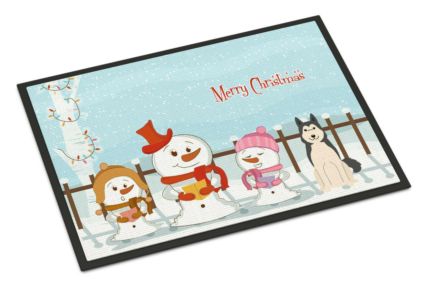 Merry Christmas Carolers West Siberian Laika Spitz Indoor or Outdoor Mat 24x36 BB2356JMAT - the-store.com