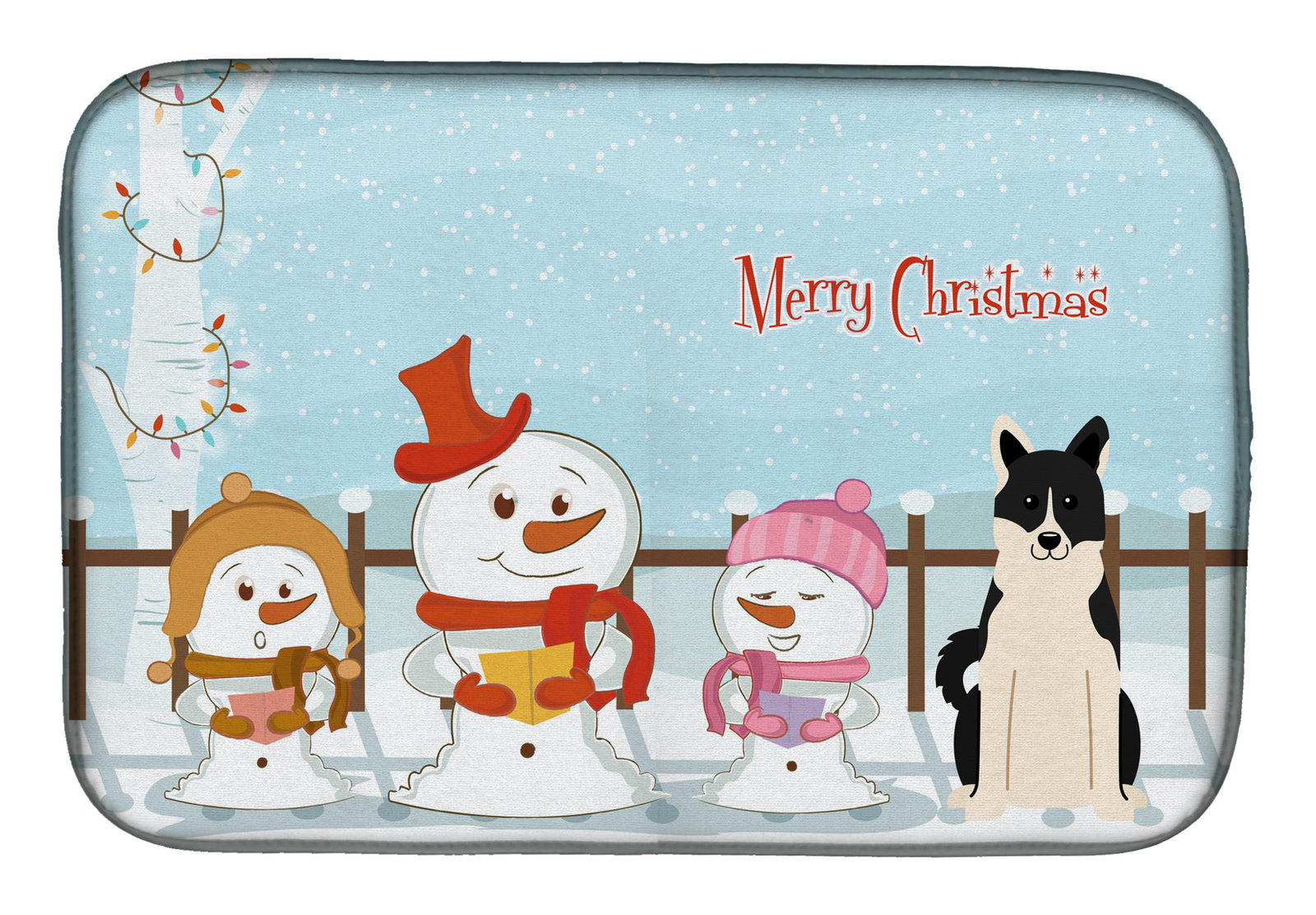 Merry Christmas Carolers Russo-European Laika Spitz Dish Drying Mat BB2360DDM  the-store.com.