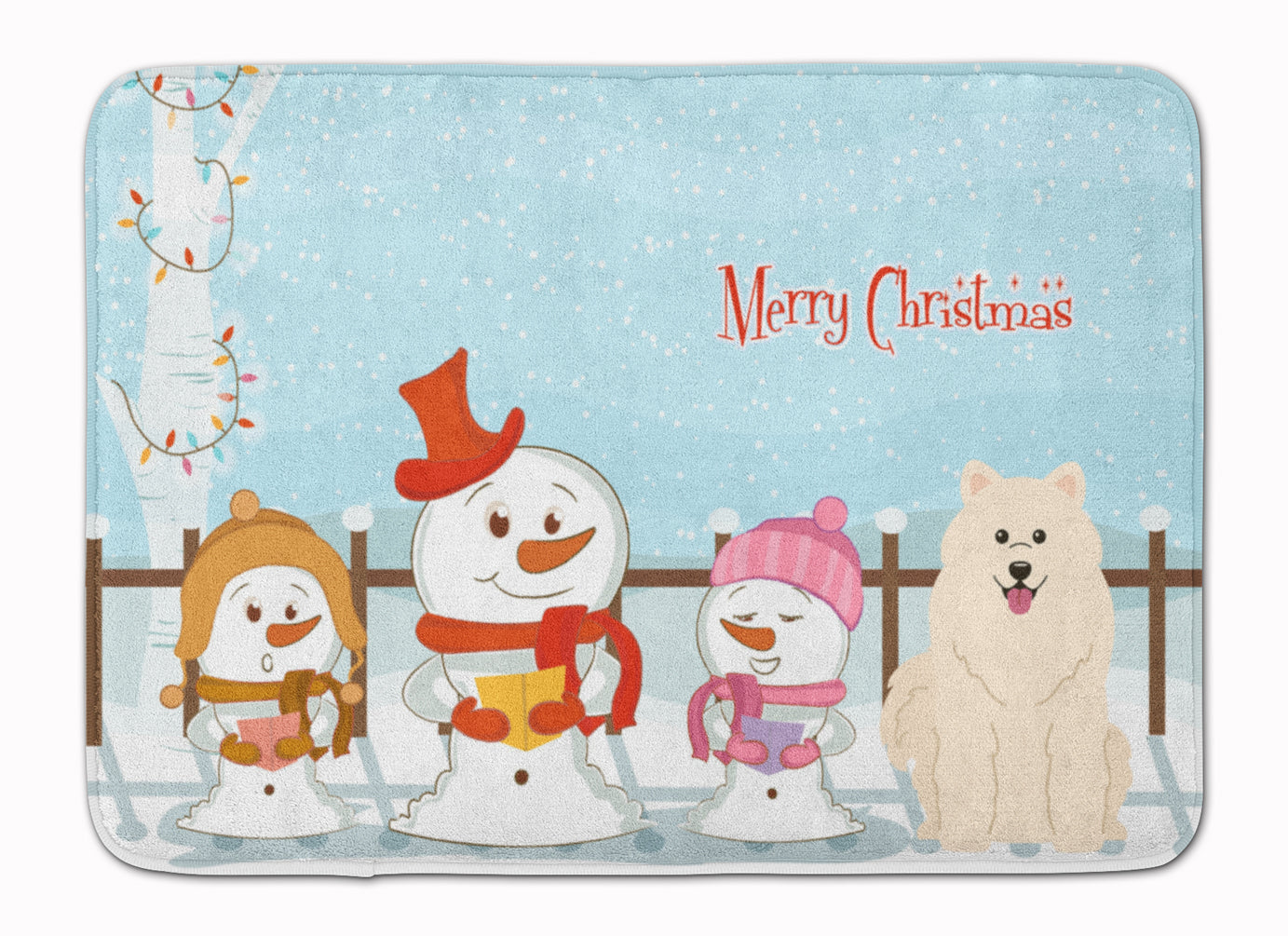 Merry Christmas Carolers Samoyed Machine Washable Memory Foam Mat BB2361RUG - the-store.com