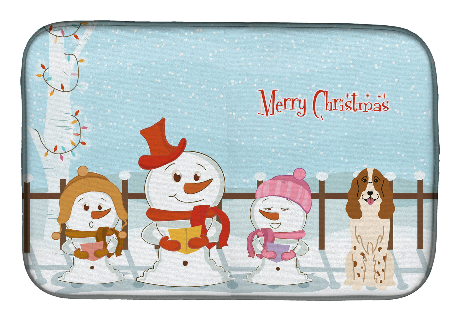 Merry Christmas Carolers Russian Spaniel Dish Drying Mat BB2362DDM  the-store.com.