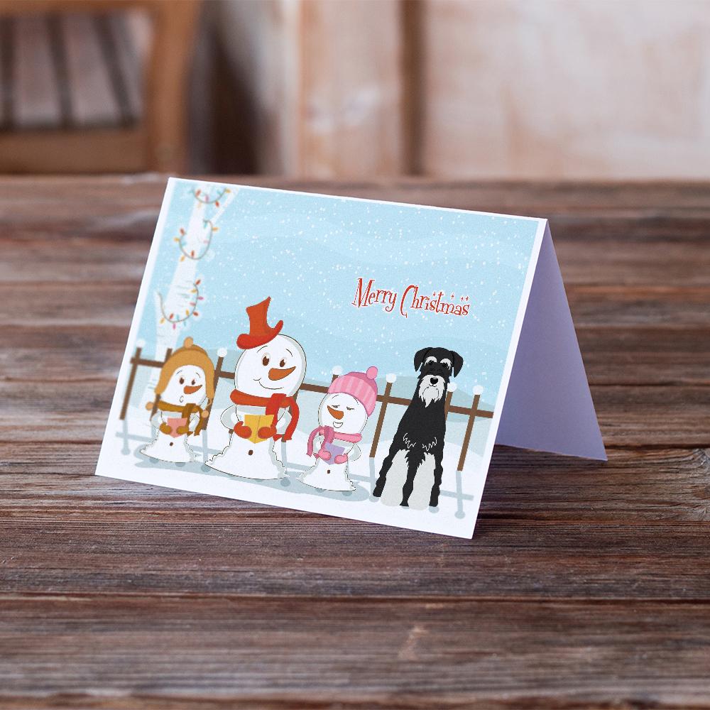 Merry Christmas Carolers Standard Schnauzer Salt and Pepper Greeting Cards and Envelopes Pack of 8 - the-store.com