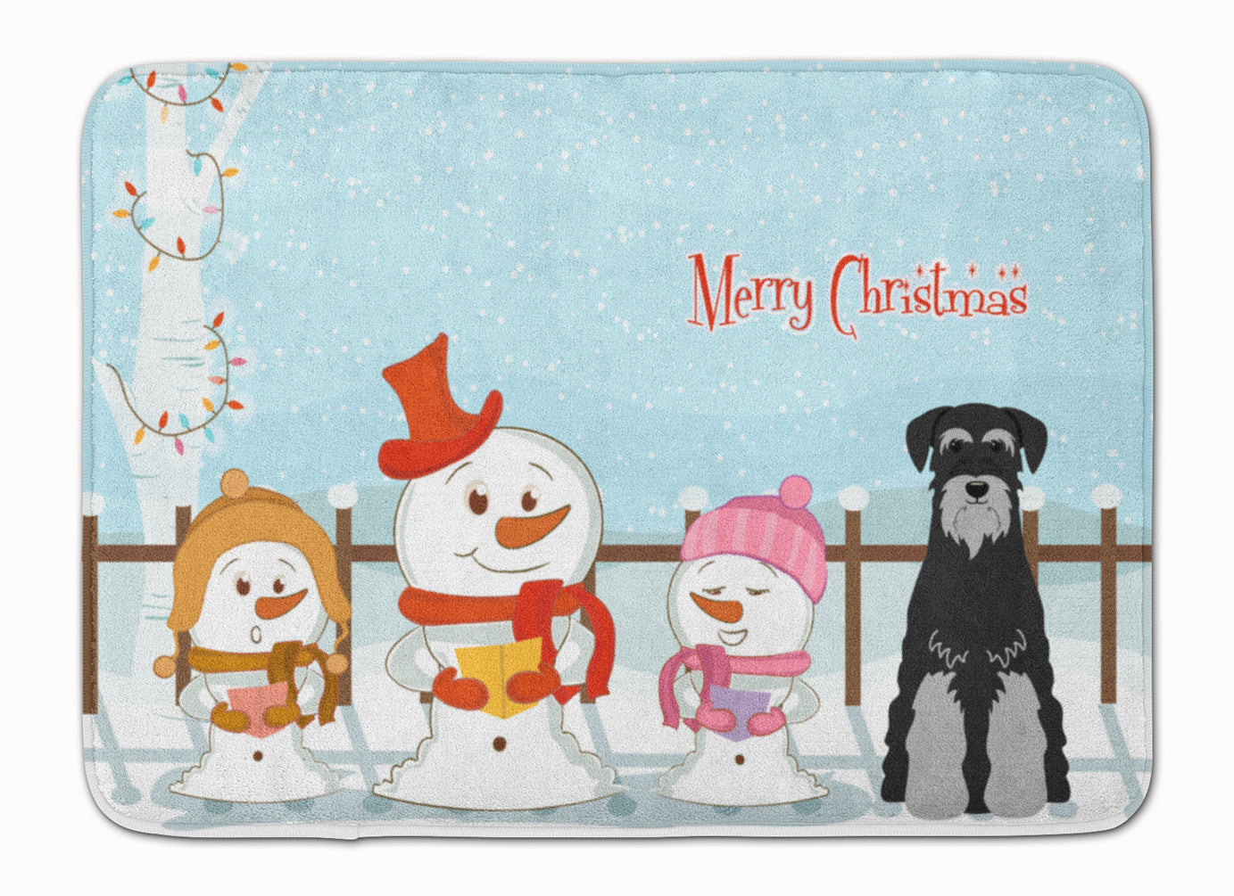 Merry Christmas Carolers Standard Schnauzer Black Grey Machine Washable Memory Foam Mat BB2365RUG - the-store.com