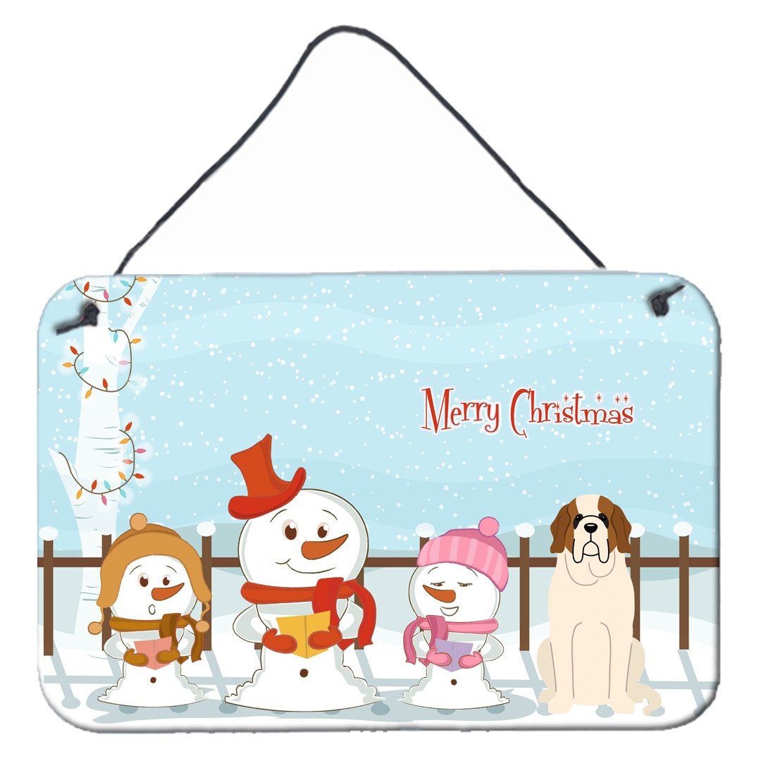 Merry Christmas Carolers Saint Bernard Wall or Door Hanging Prints BB2366DS812 by Caroline's Treasures