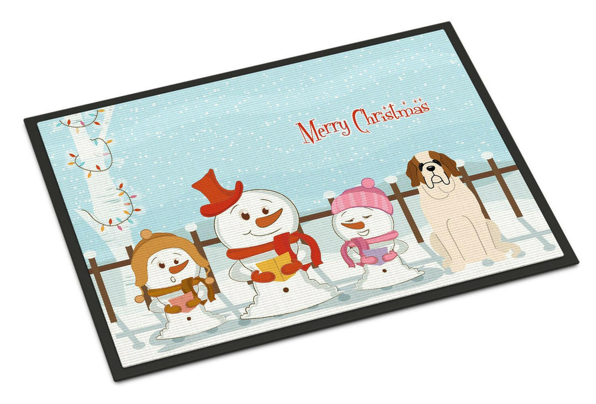 Merry Christmas Carolers Saint Bernard Indoor or Outdoor Mat 24x36 BB2366JMAT - the-store.com