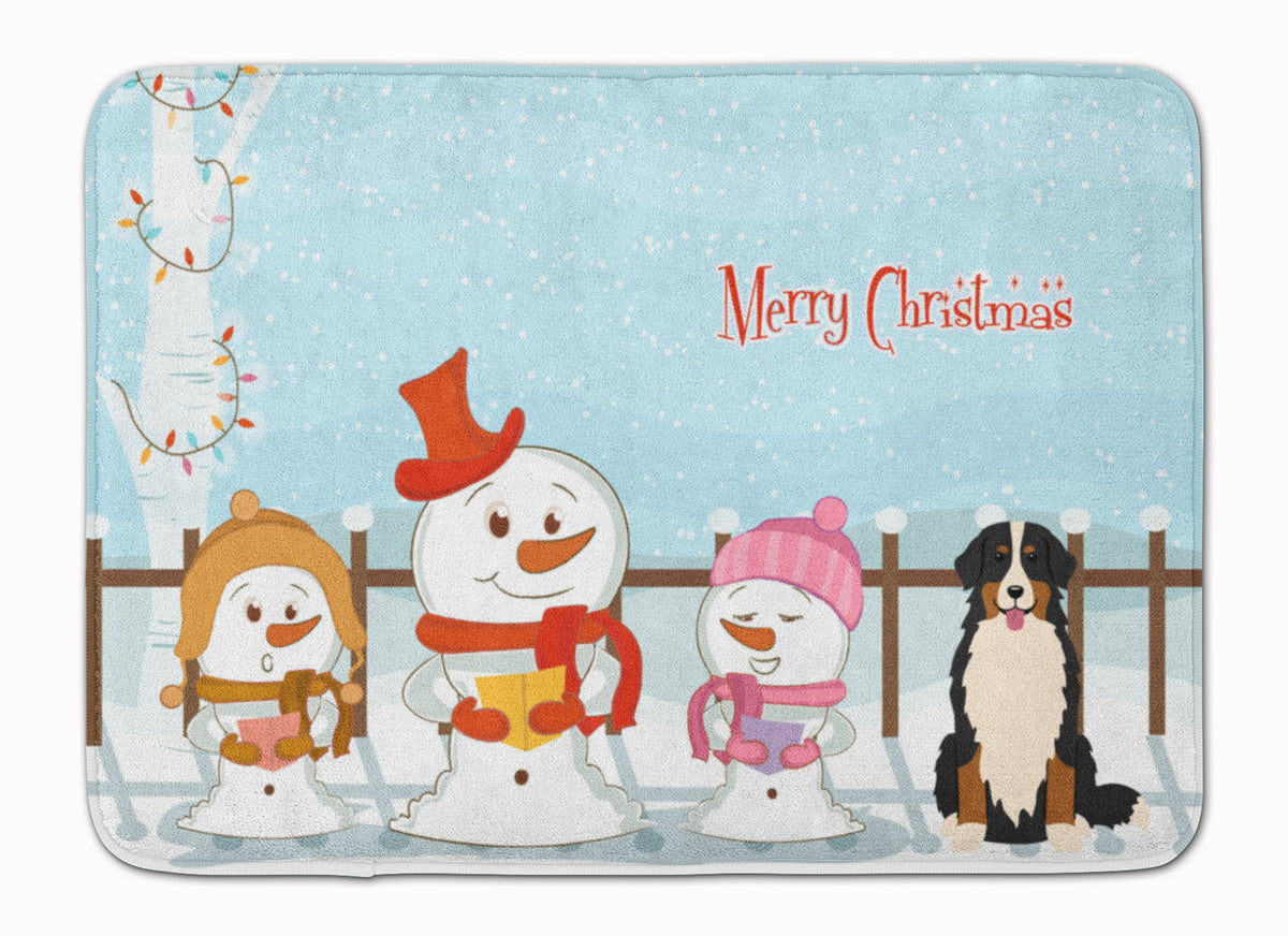 Merry Christmas Carolers Bernese Mountain Dog Machine Washable Memory Foam Mat BB2367RUG - the-store.com