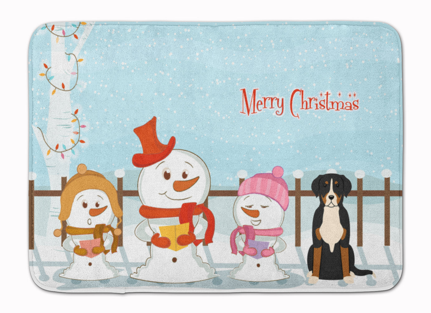 Merry Christmas Carolers Greater Swiss Mountain Dog Machine Washable Memory Foam Mat BB2368RUG - the-store.com