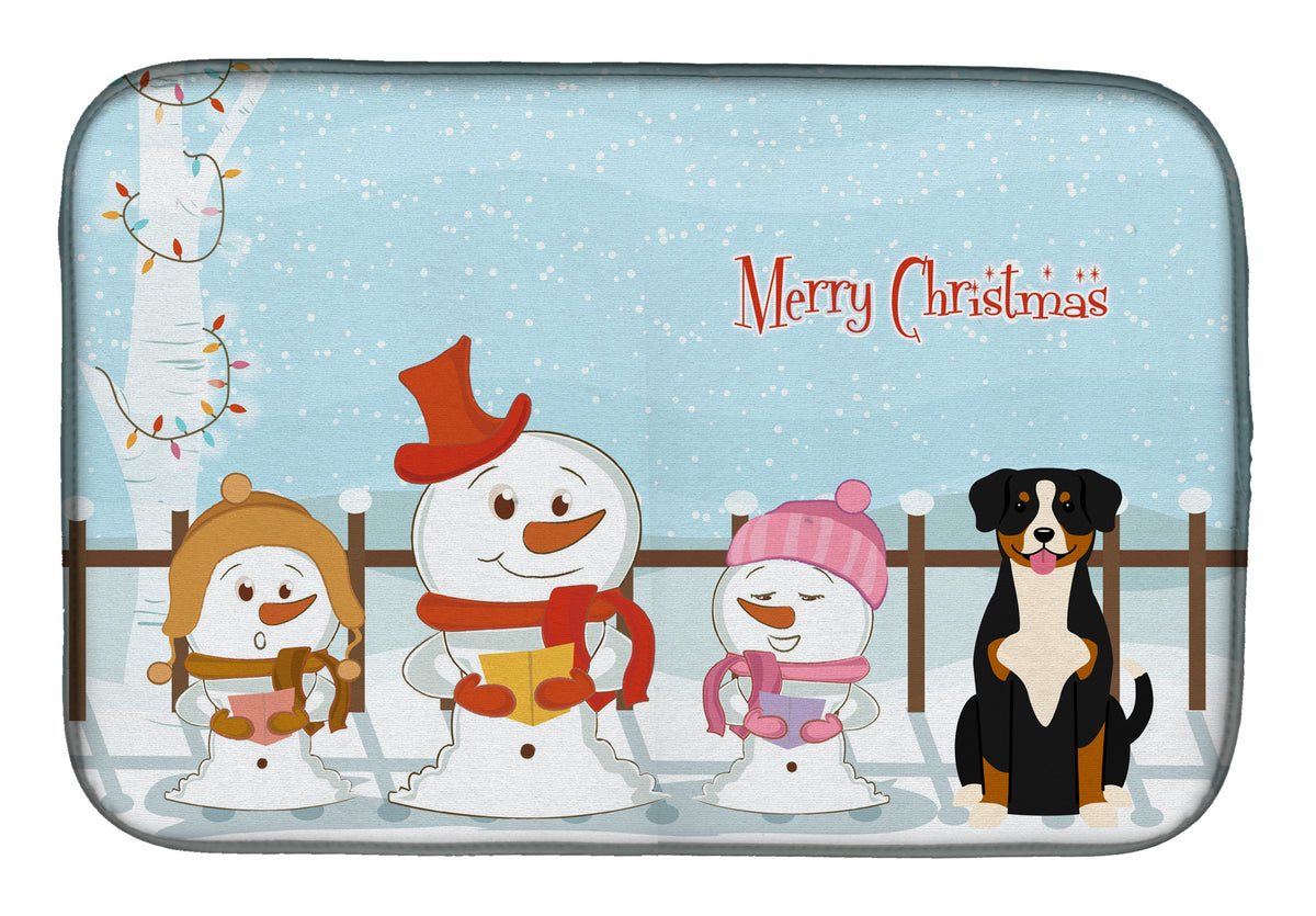 Merry Christmas Carolers Entlebucher Dish Drying Mat BB2369DDM  the-store.com.