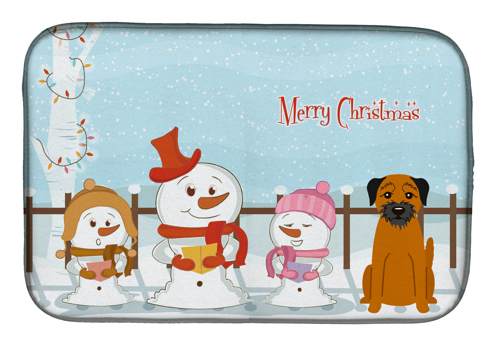 Merry Christmas Carolers Border Terrier Dish Drying Mat BB2370DDM  the-store.com.