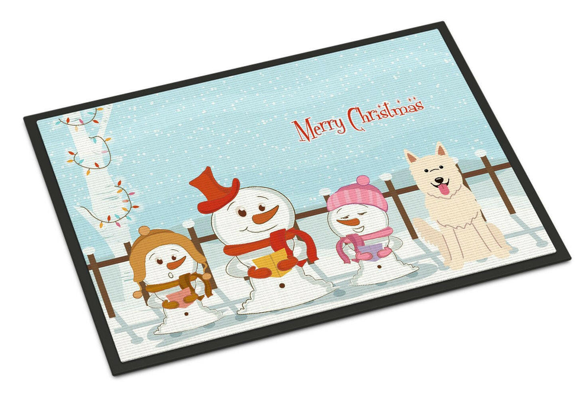 Merry Christmas Carolers White German Shepherd Indoor or Outdoor Mat 24x36 BB2376JMAT - the-store.com