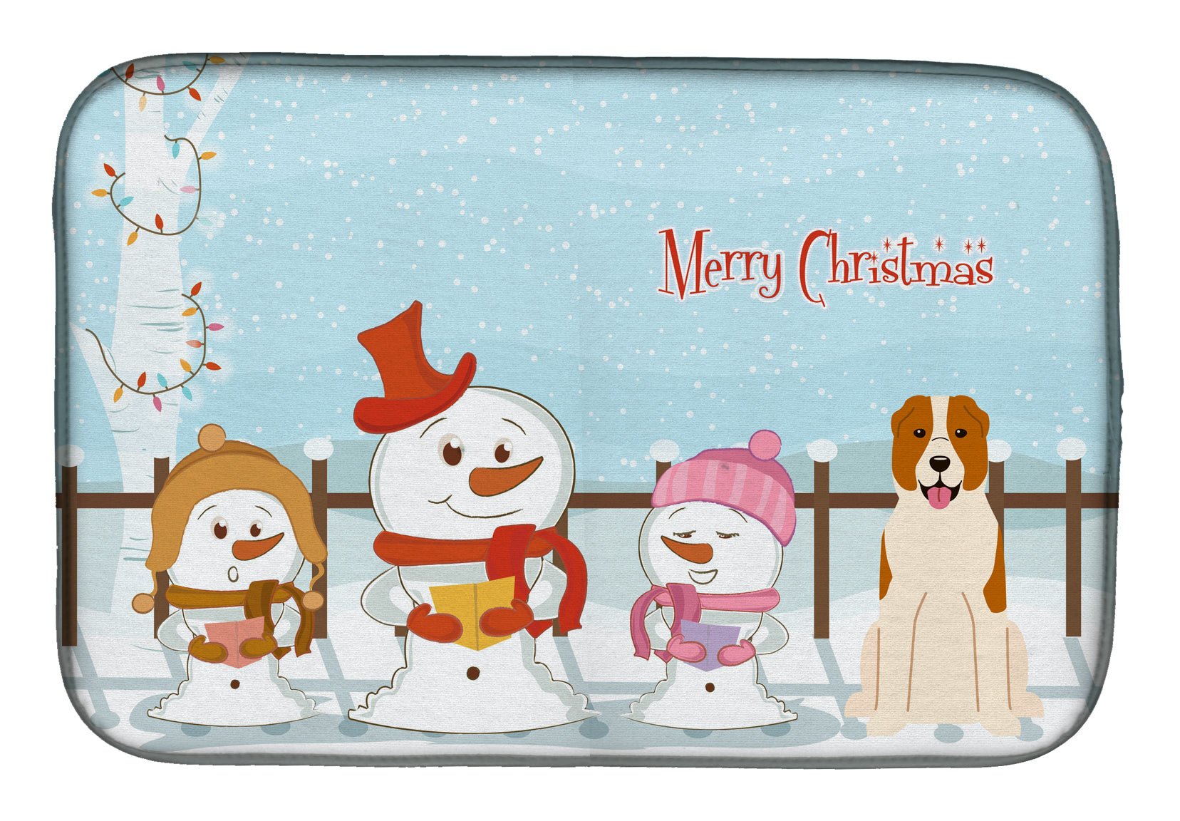 Merry Christmas Carolers Central Asian Shepherd Dog Dish Drying Mat BB2380DDM  the-store.com.