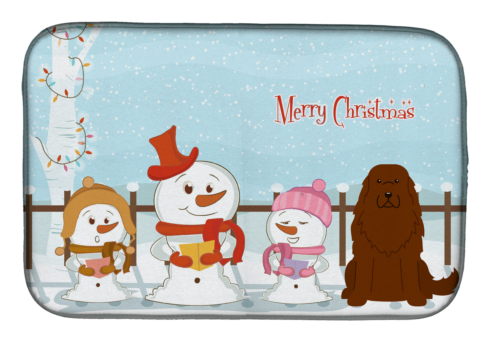 Merry Christmas Carolers Caucasian Shepherd Dog Dish Drying Mat BB2381DDM  the-store.com.