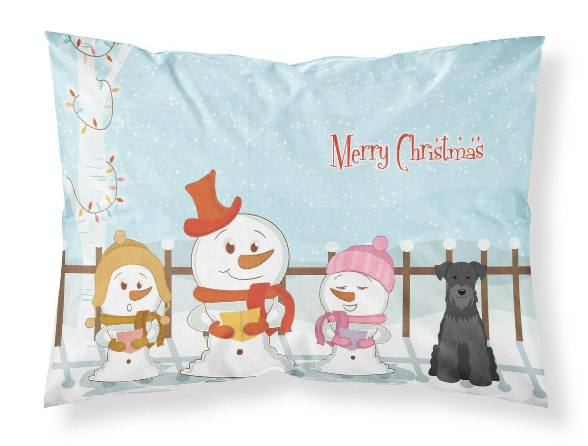 Merry Christmas Carolers Miniature Schanuzer Black Fabric Standard Pillowcase BB2382PILLOWCASE by Caroline&#39;s Treasures