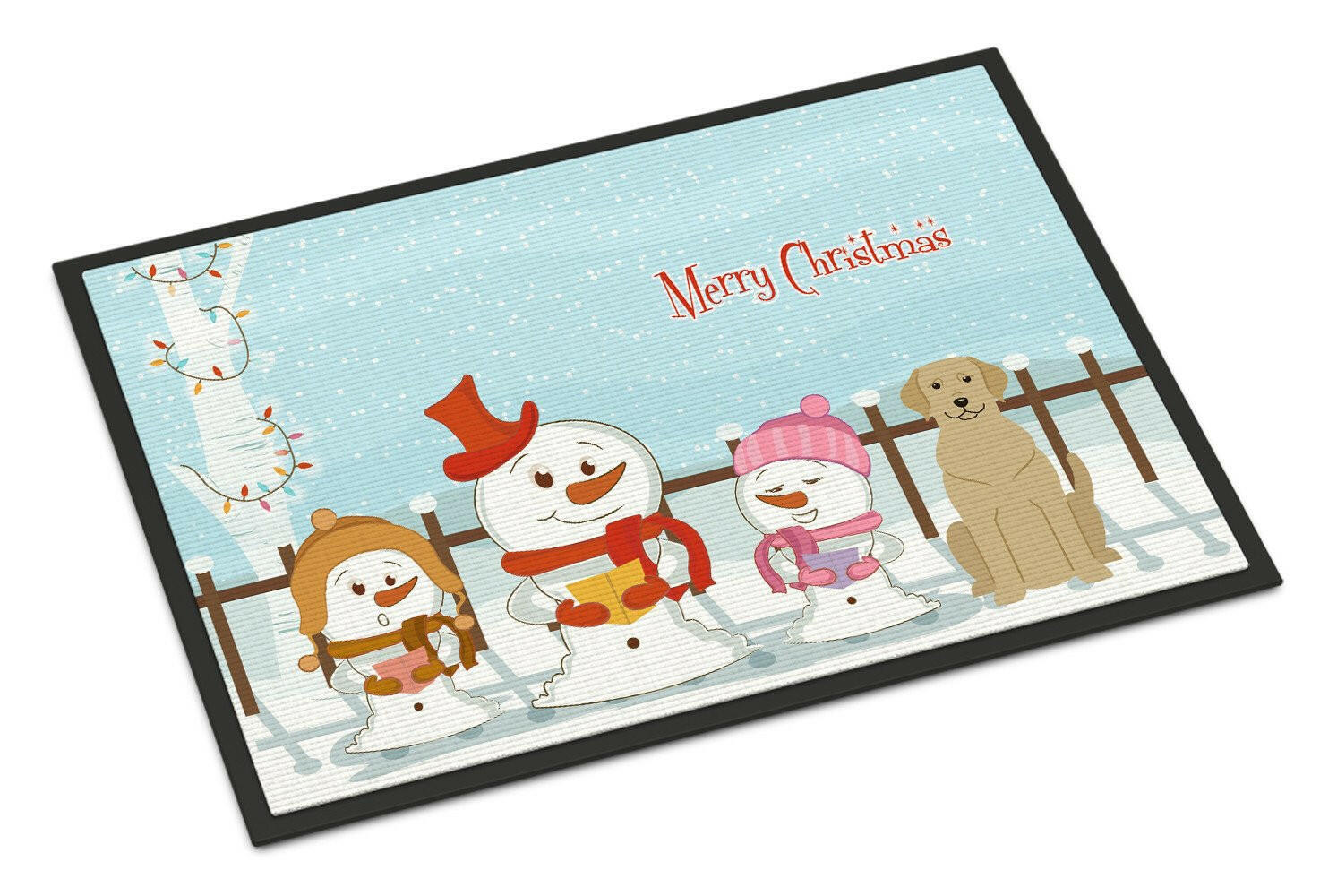 Merry Christmas Carolers Yellow Labrador Indoor or Outdoor Mat 18x27 BB2386MAT - the-store.com