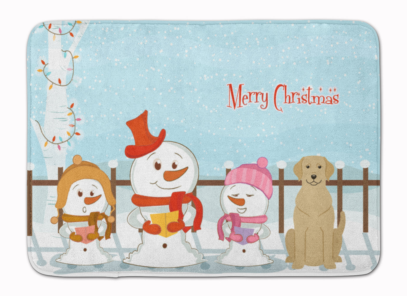 Merry Christmas Carolers Yellow Labrador Machine Washable Memory Foam Mat BB2386RUG - the-store.com