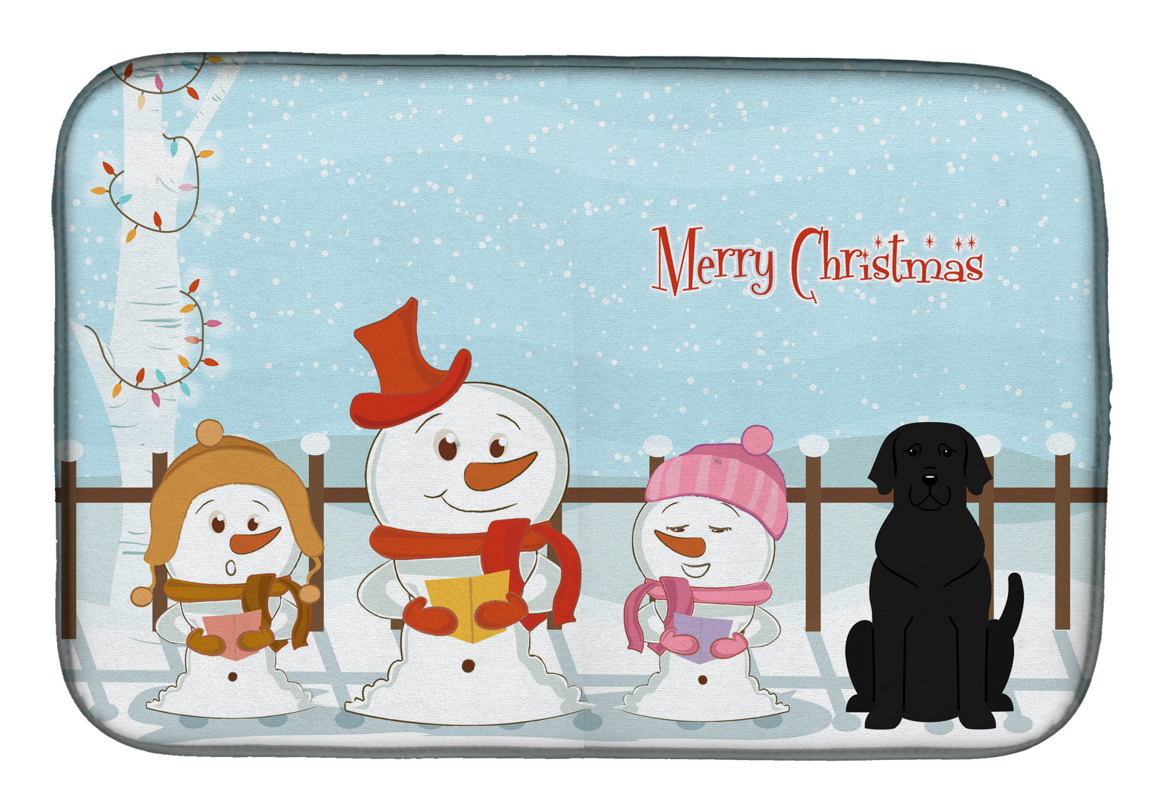 Merry Christmas Carolers Black Labrador Dish Drying Mat BB2388DDM  the-store.com.